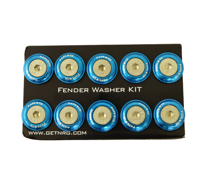 NRG Fender Washer Kit w/Rivets For Plastic (Blue) - Set of 10 - 0