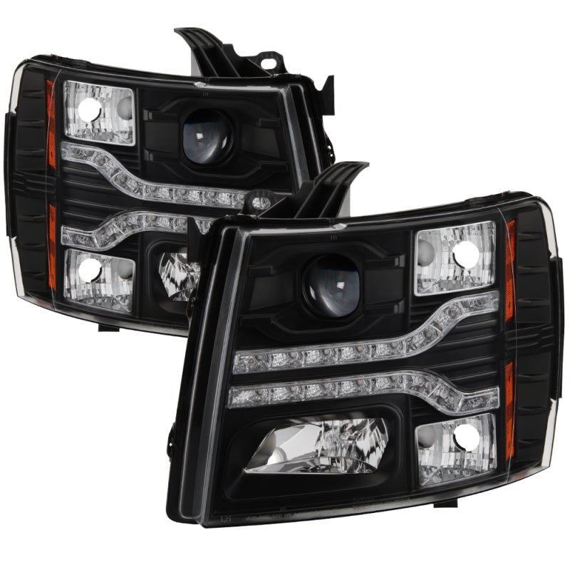 Spyder Chevy Silverado 1500 07-13 V2 Projector Headlights - LED DRL - Black PRO-YD-CS07V2-DRL-BK - 0