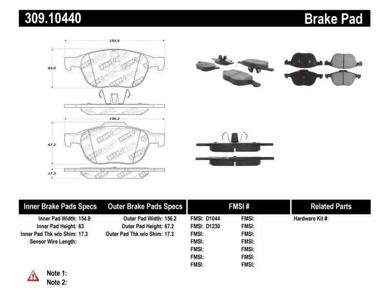 StopTech Performance 04-09 Mazda 3 Front Brake Pads - 0