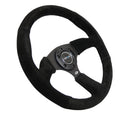 NRG Reinforced Steering Wheel (350mm / 2.5in. Deep) Blk Suede Comfort Grip w/5mm Matte Blk Spokes-2