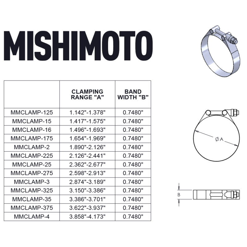 Mishimoto 1.25 Inch Stainless Steel T-Bolt Clamps - Gold - 0