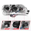 ANZO 1997-2003 Ford F-150 Projector Headlights w/ Light Bar Black Housing-7