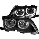 ANZO 2002-2005 BMW 3 Series E46 Projector Headlights w/ Halo Black-2
