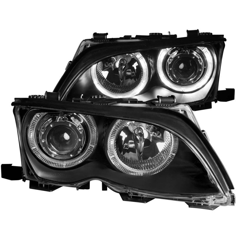 ANZO 2002-2005 BMW 3 Series E46 Projector Headlights w/ Halo Black - 0