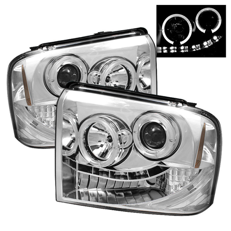 Spyder Ford F250/350/450 Super Duty 05-07 Projector Headlights LED Halo- LED Chrm PRO-YD-FS05-HL-C - 0