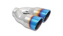 Vibrant 2.5in ID Dual 3.5in OD Round SS Tips (Single Wall Angle Cut) w/Burnt Blue Finish-2