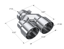 MBRP 3in ID / Dual 4in OD Out Staggered L 9.37in / R 9.87in Single Wall T304 SS Univ Exhaust Tip-3