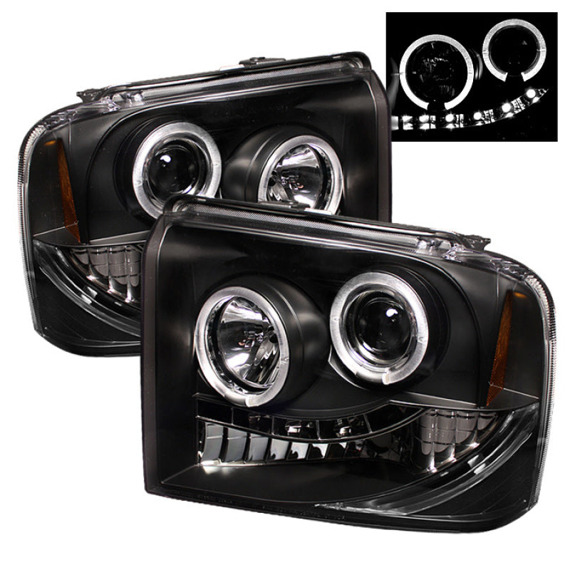 Spyder Ford F250/350/450 Super Duty 05-07 Projector Headlights LED Halo- LED Blk PRO-YD-FS05-HL-BK - 0