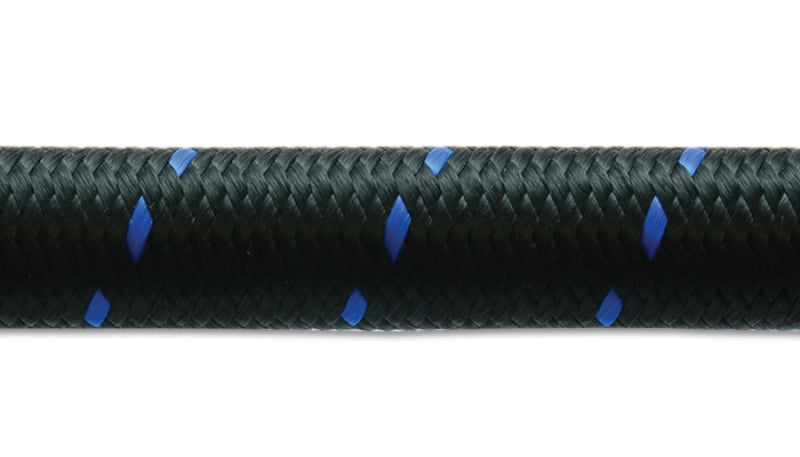 Vibrant -12 AN Two-Tone Black/Blue Nylon Braided Flex Hose (5 foot roll) - 0