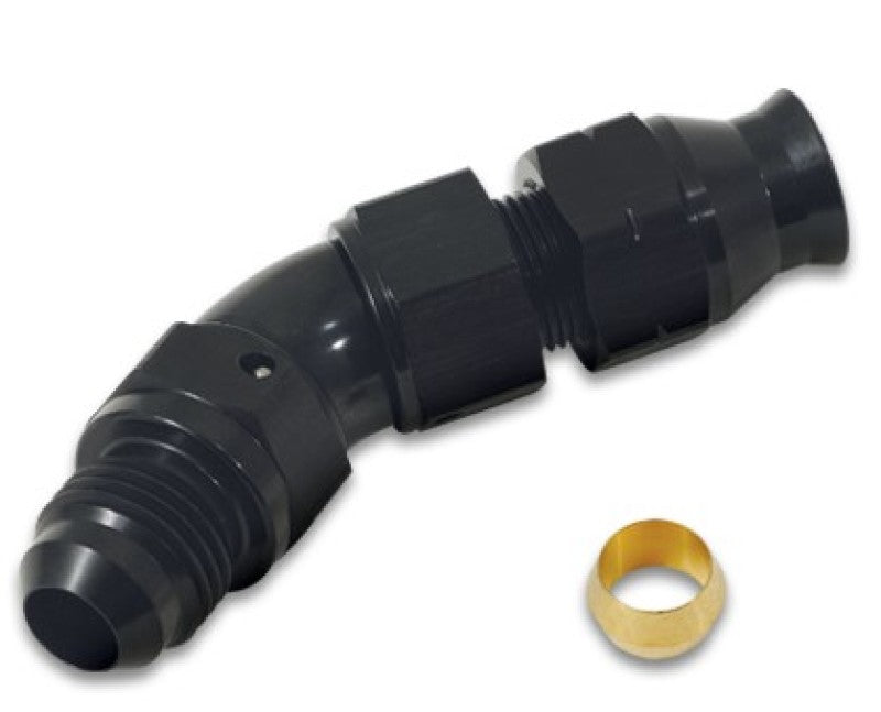 Vibrant 45 Degree 3/8in Tube to Male -6AN Flare Adapter w/ Olive Inserts - 0