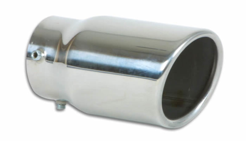 Vibrant 3in Round SS Bolt-On Exhaust Tip (Single Wall Angle Cut Rolled Edge) - 0