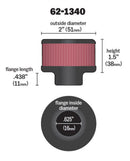K&N 0.625 inch ID 2 inch OD 1.5 inch H Clamp On Crankcase Vent Filter-11