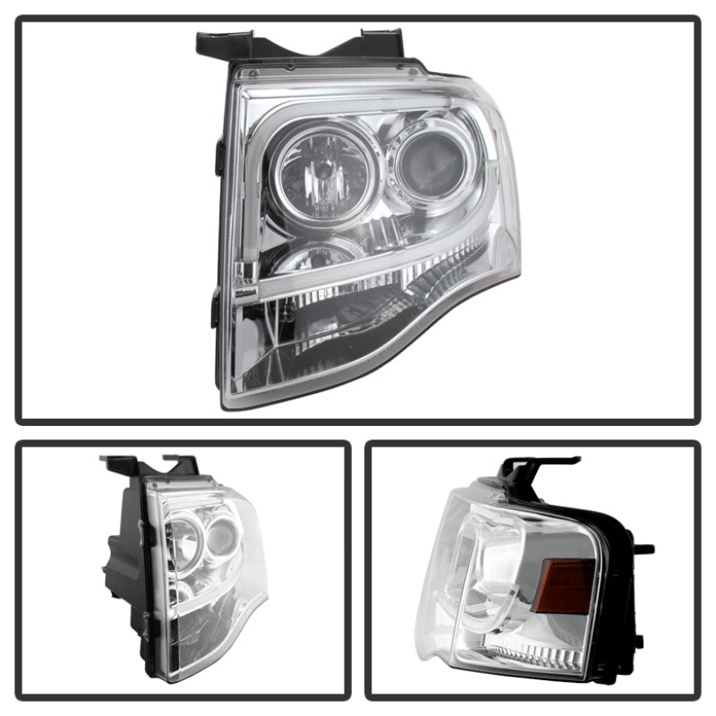 Spyder Ford Expedition 07-13 Projector Headlights Light Tube DRL Chrm PRO-YD-FE07-LTDRL-C