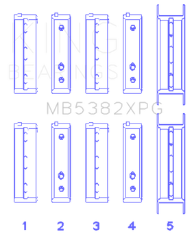 King Subaru EJ20/EJ22/EJ25 (For Thrust in #5 Position) Tri-Metal Perf Main Bearing Set - Size +0.5mm