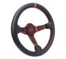 NRG Carbon Fiber Steering Wheel 350mm 3in Deep Red Carbon Fiber Red Stiching Red Center Mark Leather-3