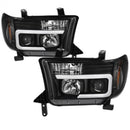 Spyder 08-13 Toyota Sequoia Projector Headlights - Light Bar DRL - Black PRO-YD-TTU07V2-LB-BK-1