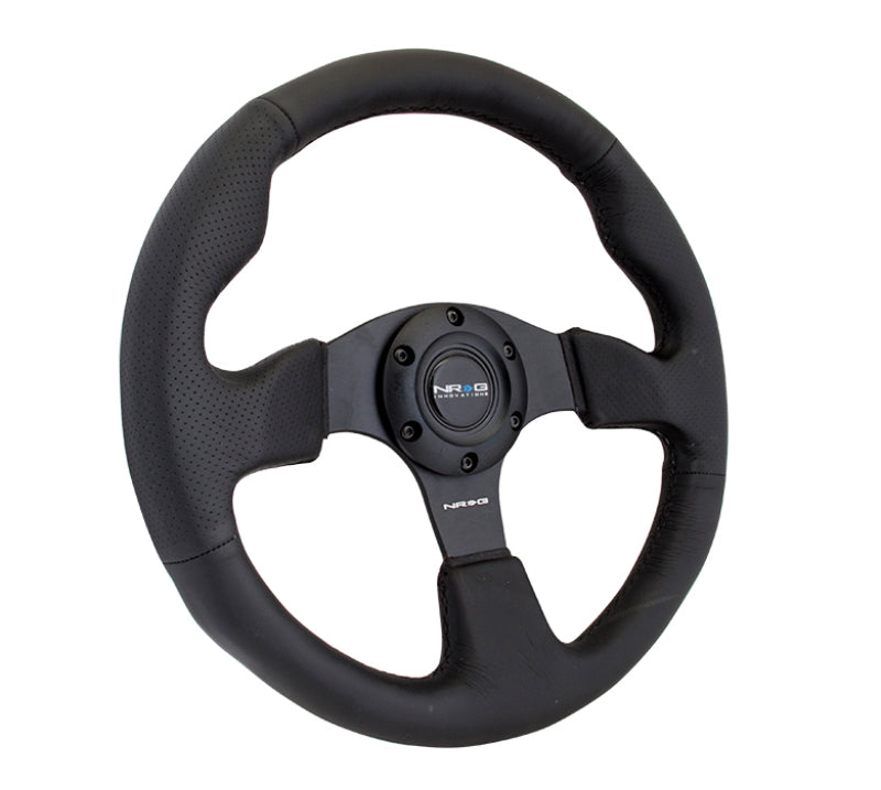 NRG Reinforced Steering Wheel (320mm) Black Leather w/Black Stitching - 0