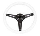 NRG Classic Wood Grain Steering Wheel (350mm) White Paint Grip w/Black 3-Spoke Center-3