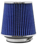 K&N Universal Air Filter Chrome Round Tapered Blue - 4in Flange ID x 1.125in Flange Length x 5.5in H-14