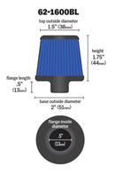 K&N 2in Base OD x .375in Flange ID x 1.75in H Rubber Base Crankcase Vent Filter - Blue-11