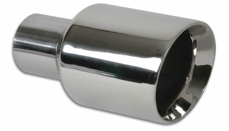 Vibrant 3.5in Round SS Exhaust Tip (Double Wall Angle Cut Beveled Outlet) - 0