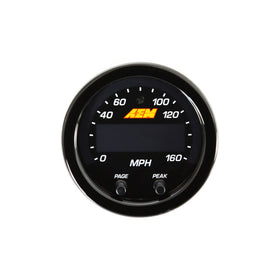 AEM X-Series 0-160 MPH Black Bezel w/ Black Face GPS Speedometer Gauge - 0