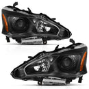 ANZO 2013-2015 Nissan Altima Projector Headlight Black Amber-2