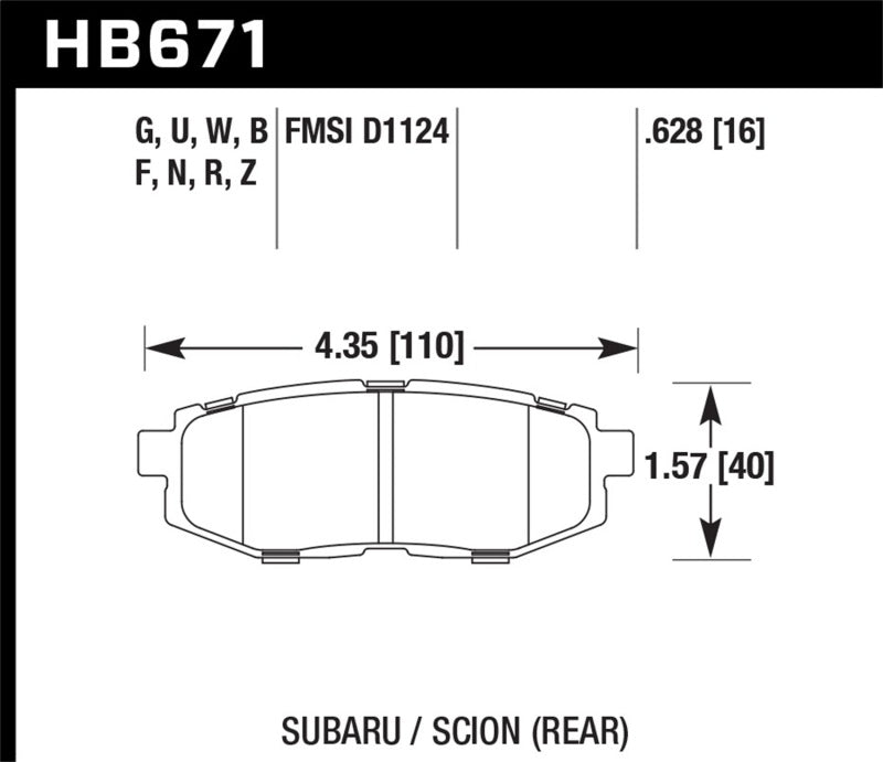 Hawk 13 Scion FR-S / 13 Subaru BRZ/10-12 Legacy 2.5 GT/3.6R HT-10 Race Rear Brake Pads - 0