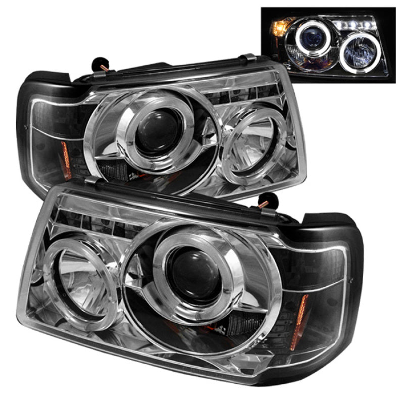 Spyder Ford Ranger 01-11 1PC Projector Headlights LED Halo LED Chrm PRO-YD-FR01-1PC-HL-C - 0