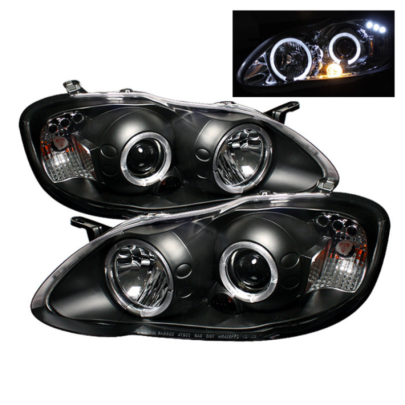 Spyder Toyota Corolla 03-08 Projector Headlights LED Halo- LED Blk - Low H1 PRO-YD-TC03-HL-BK - 0