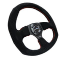 NRG Reinforced Steering Wheel (320mm Horizontal / 330mm Vertical) Suede w/Red Stitch-3