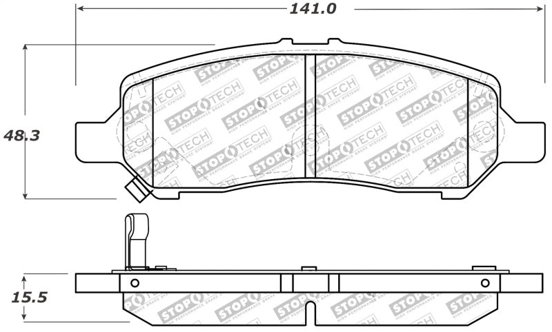 StopTech Performance Rear Brake Pads 13-14 Dodge Dart/Jeep Cherokee - 0