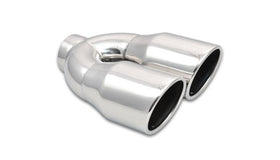 Vibrant 2.5in ID Dual 3.5in OD Round SS Exhaust Tip (Single Wall Angle Cut) - 0