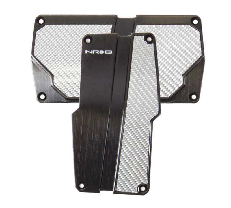 NRG Brushed Aluminum Sport Pedal A/T - Black w/Silver Carbon - 0