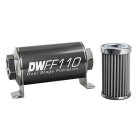 DeatschWerks Stainless Steel 10AN 100 Micron Universal Inline Fuel Filter Housing Kit (110mm) - 0