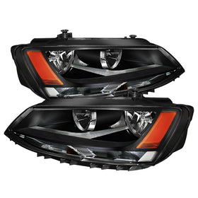xTune Volkswagen Jetta 11-14 Amber Crystal Headlights Black HD-JH-VJ11-AM-BK