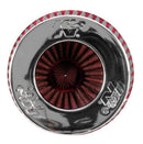 K&N Universal Air Filter Chrome Round Tapered Red - 4in Flange ID x 1.125in Flange Length x 9.5in H-4