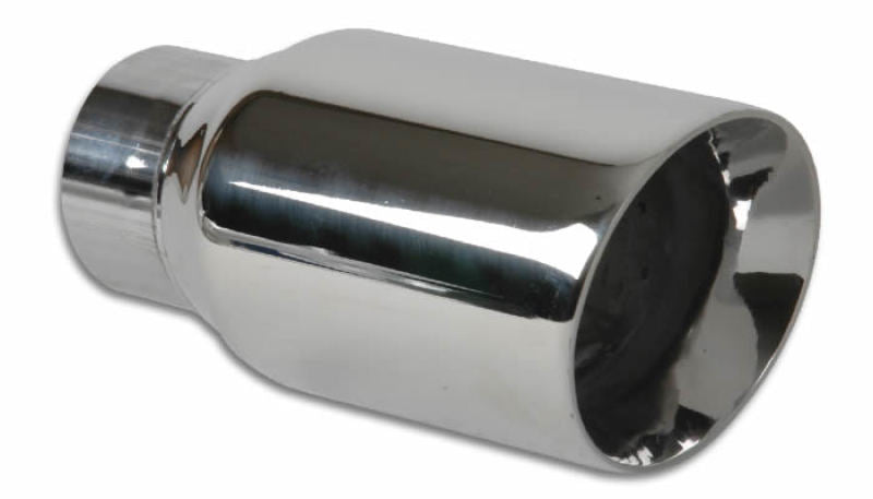 Vibrant 3in Round SS Exhaust Tip (Double Wall Angle Cut Beveled Outlet) - 0