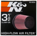 K&N Universal Rubber Filter 3 1/2inch ID FLG / 6inch Base / 4-5/8inch Top / 6inch Height-21