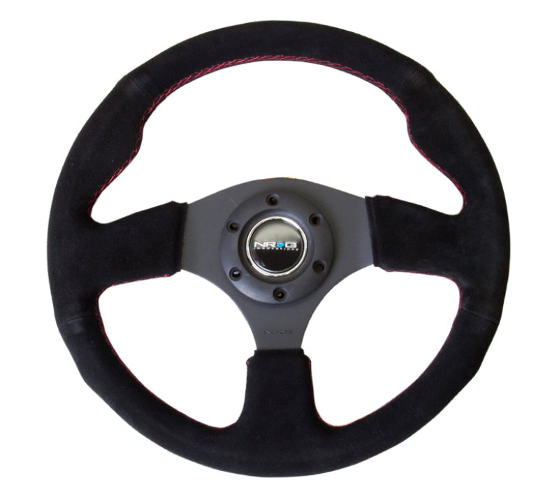 NRG Reinforced Steering Wheel (320mm) Suede w/Red Stitch - 0