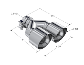 MBRP Universal T304 SS Dual Tip 4in OD/2.5in Inlet - 0