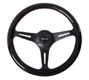 NRG Classic Wood Grain Steering Wheel (350mm) Black Paint Grip w/Black 3-Spoke Center-2