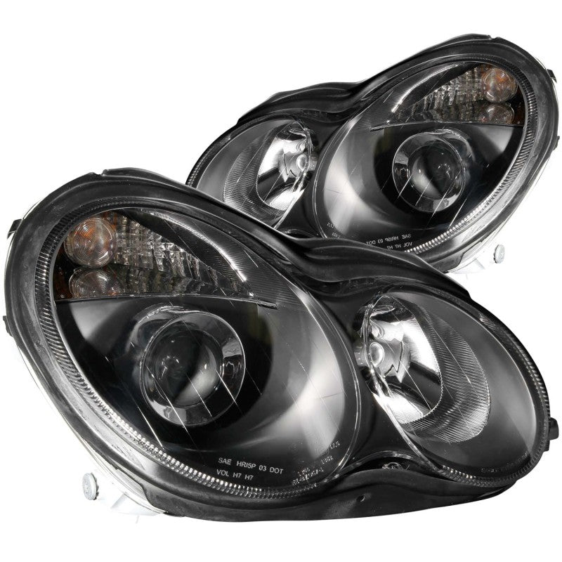 ANZO 2001-2007 Mercedes Benz C Class W203 Projector Headlights Black - 0