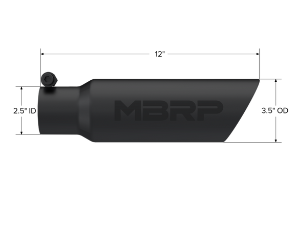 MBRP Universal Tip 3.5 O.D. Dual Wall Angled 2.5 inlet 12 length - Black Finish