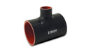 Vibrant 4 Ply Reinforced Silicone T Adapter - 3in Outlet ID x 4in OAL x 1in Branch ID (BLACK)-1