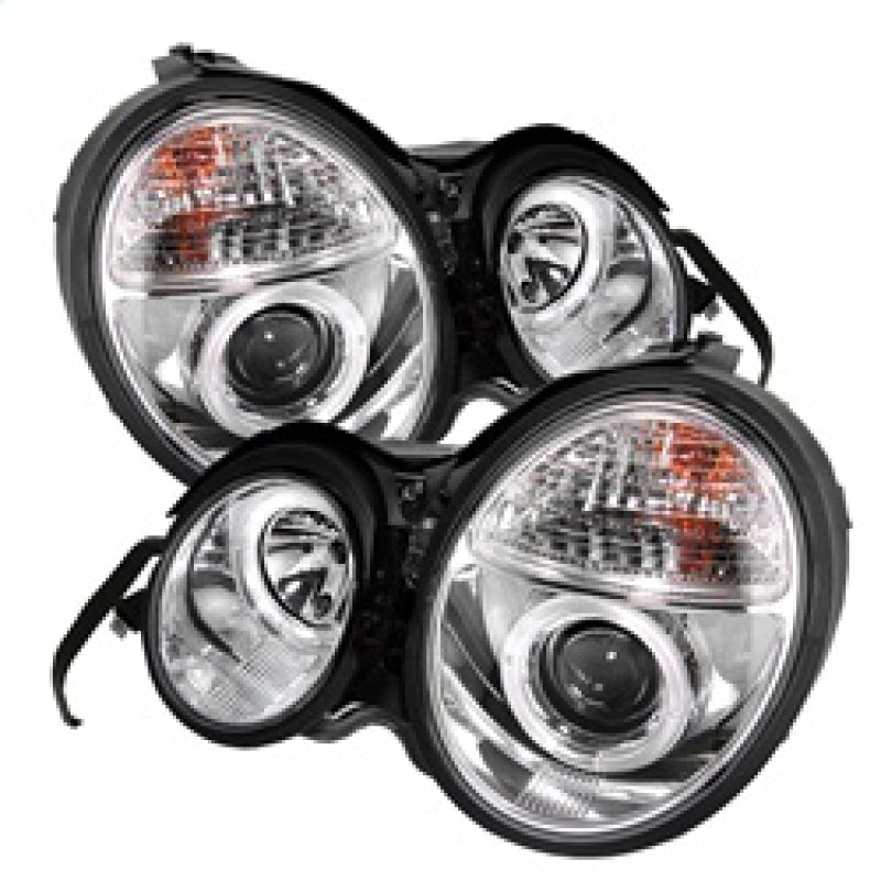 Spyder Mercedes Benz E-Class 95-99 Projector Headlights LED Halo Chrm PRO-YD-MBW21095-HL-C - 0