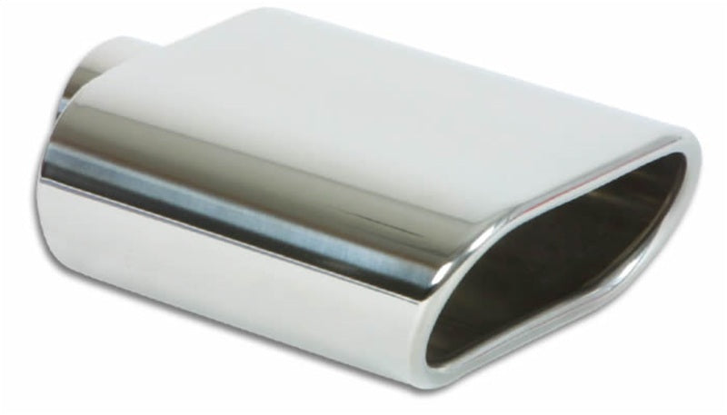 Vibrant 5.5in x 3in Oval SS Exhaust Tip (Single Wall Angle Cut Rolled Edge) - 0