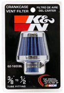 K&N 2in Base OD x .375in Flange ID x 1.75in H Rubber Base Crankcase Vent Filter - Blue-12