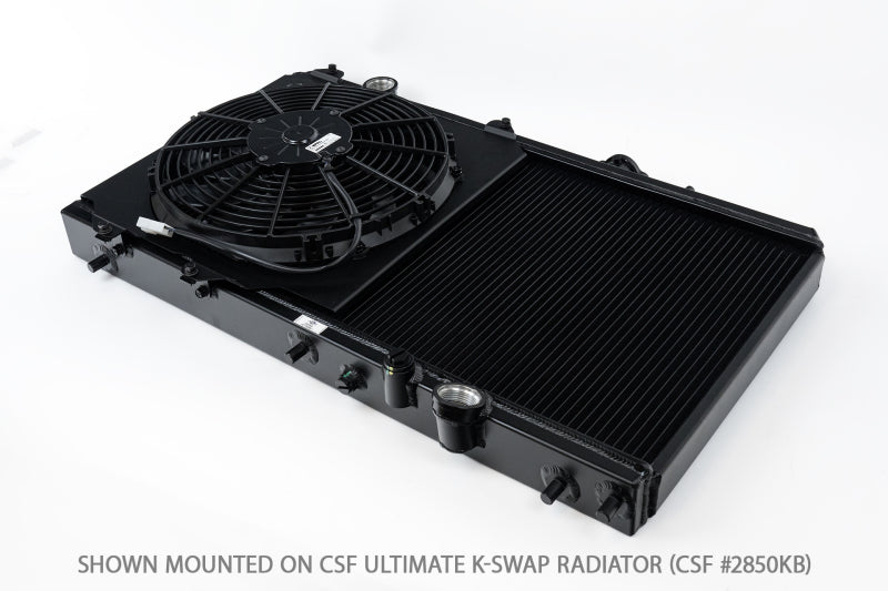 CSF 92-00 Honda Civic All-Aluminum Fan Shroud w/12in SPAL Fan - Black Finish - 0