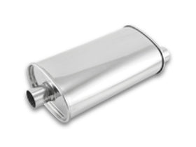 Vibrant StreetPower Oval Muffler - 2in Inlet/Dual Outlet (Center In - Offset Out) - 0